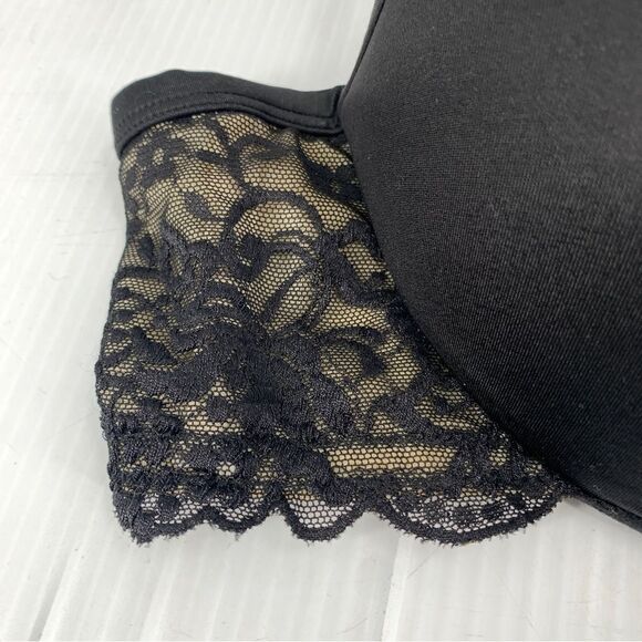 Cacique Size 42C Black Underwire with Black Lace Band Bra - Picture 6 of 7